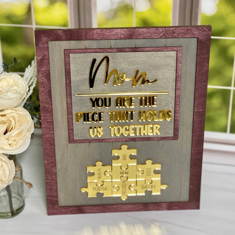 Mother's Day Wood Puzzle Sign Personalized Gift For Mom