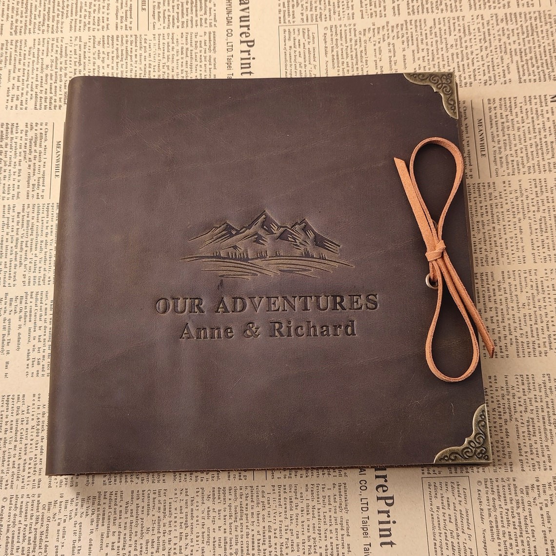 Our Adventure Book Personalized Leather Photo Album For Valentine's Day Anniversary Gift Ideas