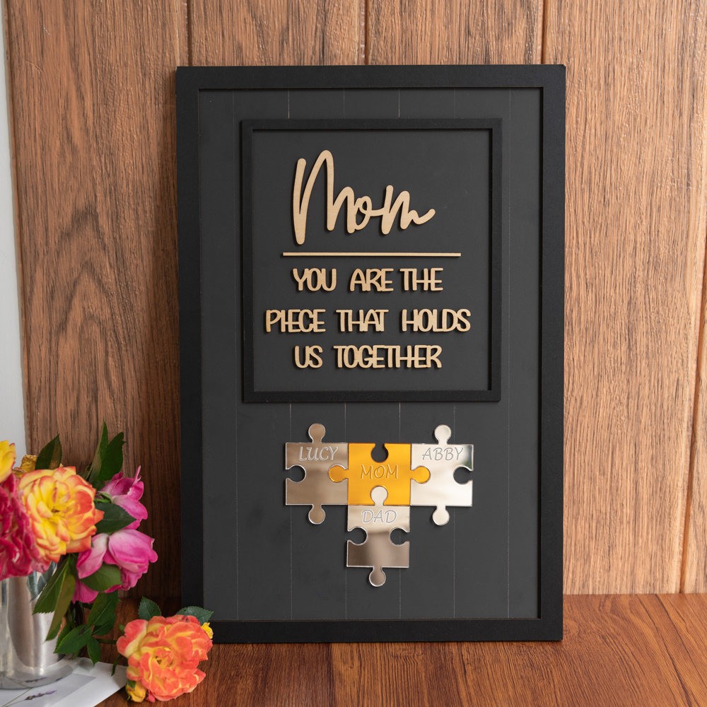 Personalized Mother's Day Wood Puzzle Sign Gift For Mom Grandma