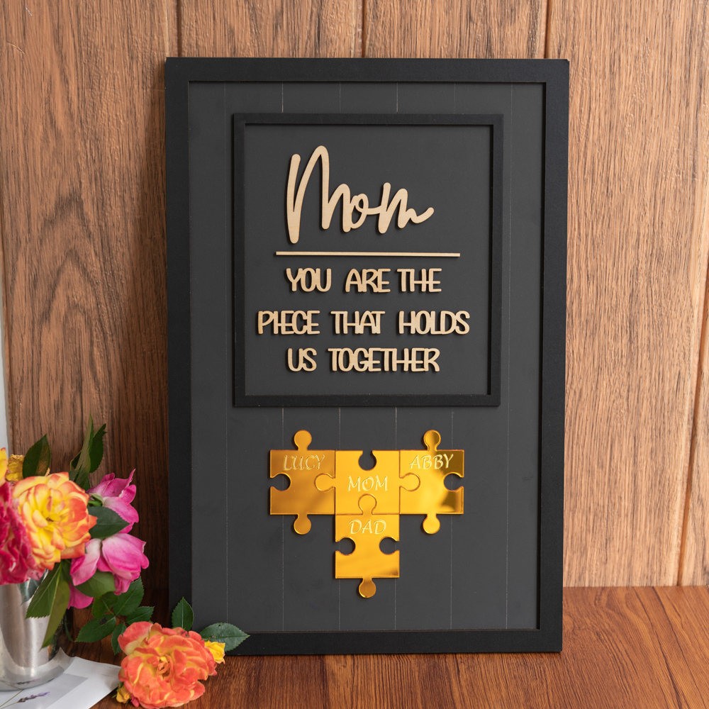 Personalized Mother's Day Wood Puzzle Sign Gift For Mom Grandma