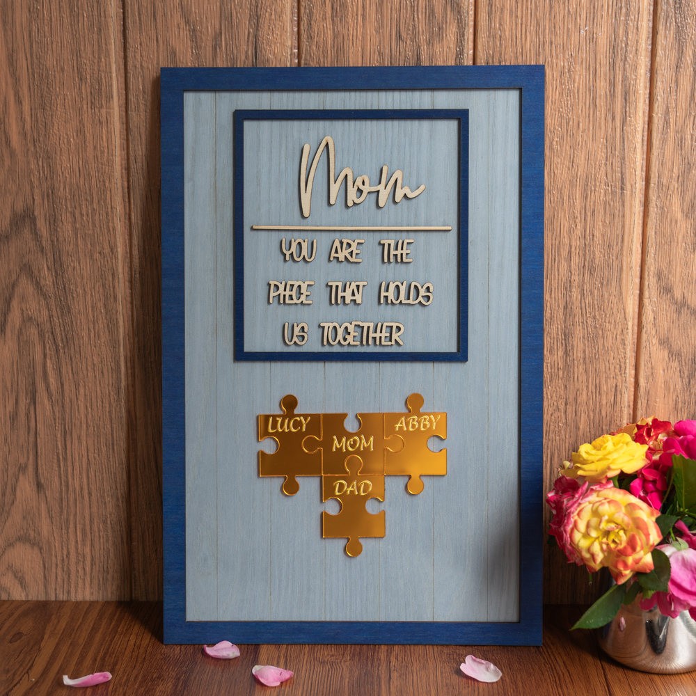 Personalized Mother's Day Wood Puzzle Sign Gift For Mom Grandma