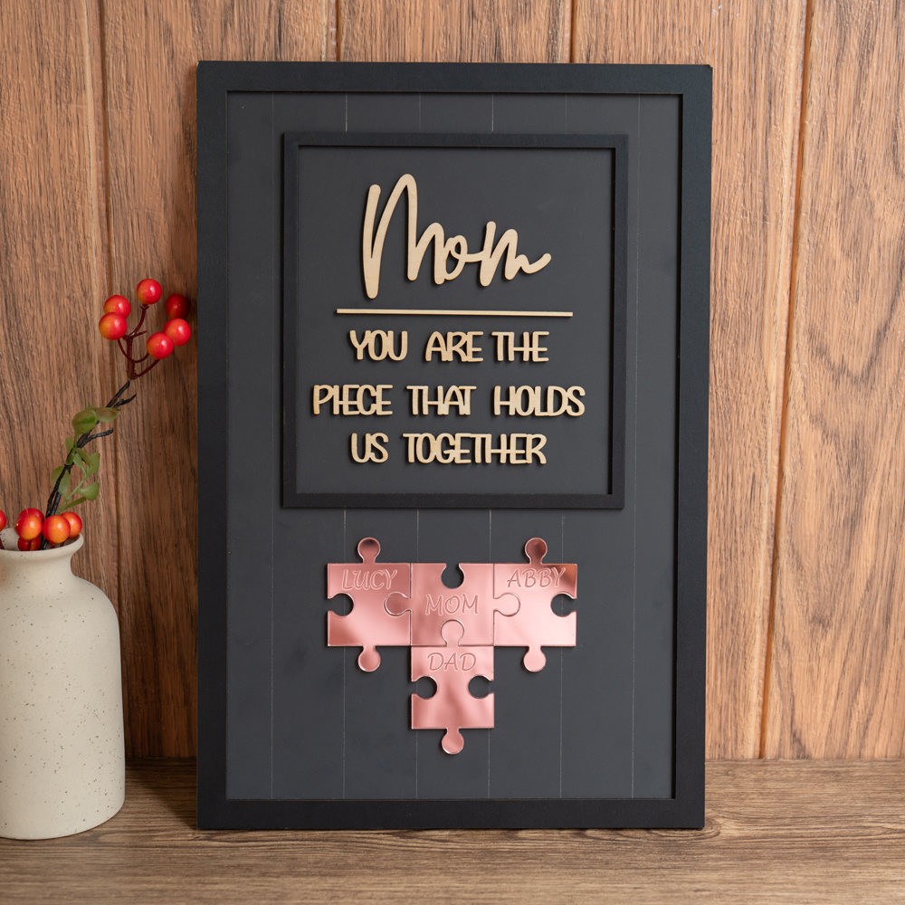 Personalized Mother's Day Wood Puzzle Sign Gift For Mom Grandma