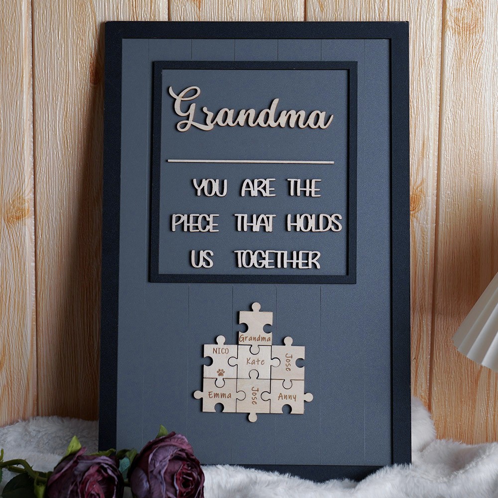 Mother's Day Wood Puzzle Sign Personalized Gift For Mom Grandma