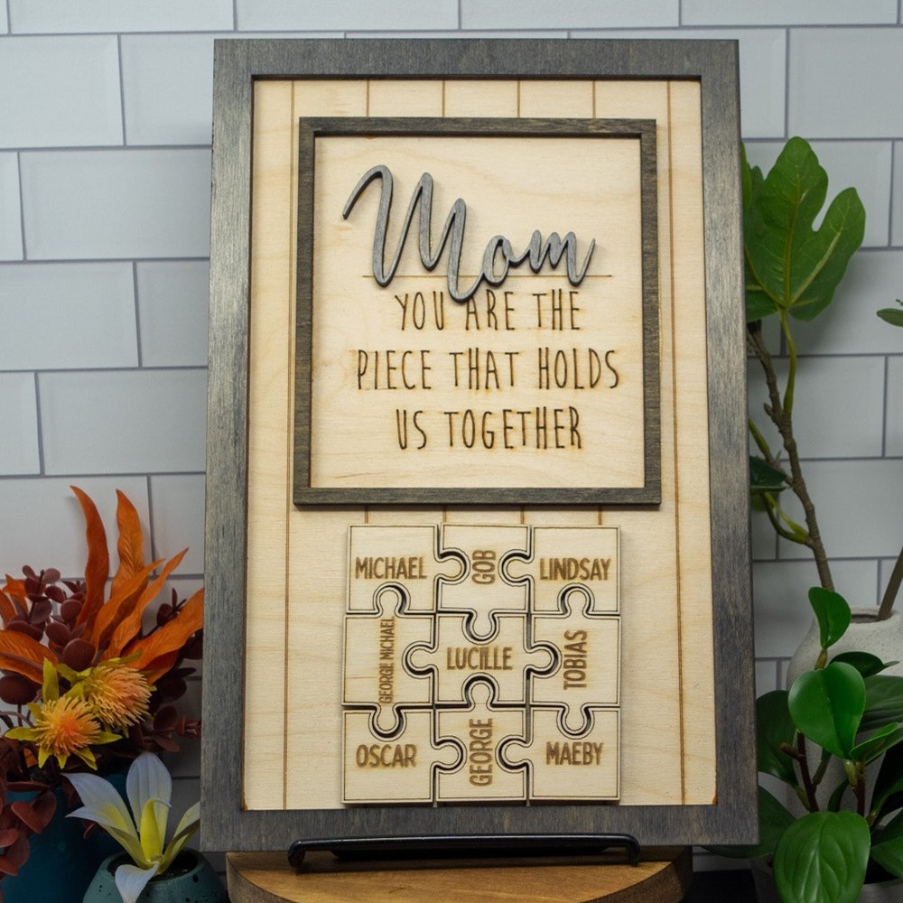 Mother's Day Wood Puzzle Sign Personalized Gift For Mom